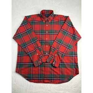 Ralph Lauren Blake Mens XL Red Green Plaid Button Down Shirt Long Sleeve Cotton